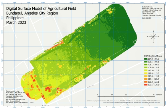 Digital Surface Model of Agricultural Field, bundagul, Angeles City Region, Philippines
