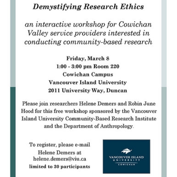 Demystifying Reseach Ethics Workshop sponsored by Anthropology and Community-Based Research Institute. March 2014.