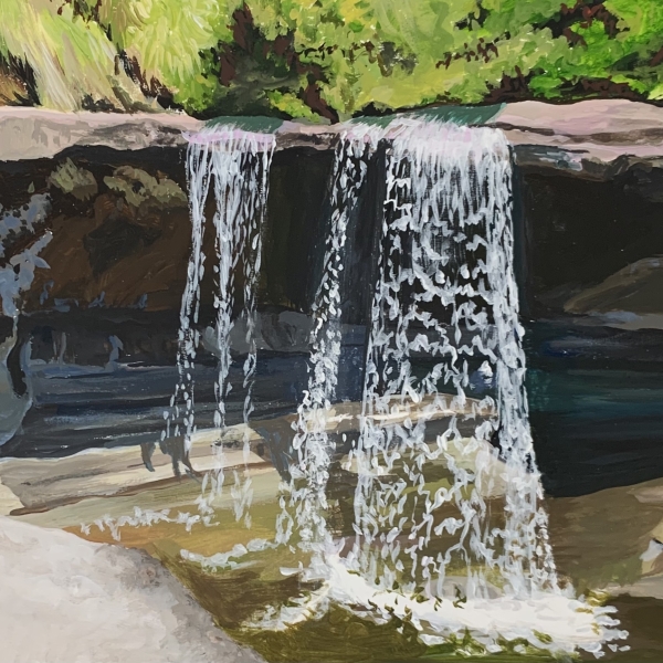 Out Toward Sooke: acryla-gouache on paper,  2022