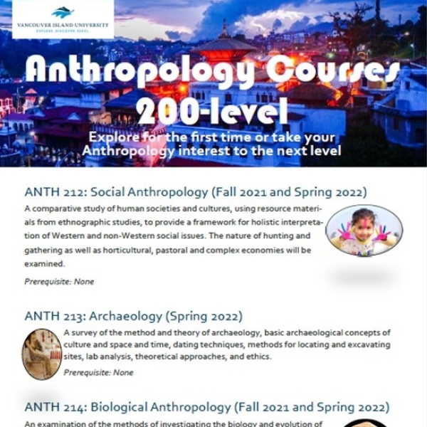 Flyer for 200-level anthropology courses