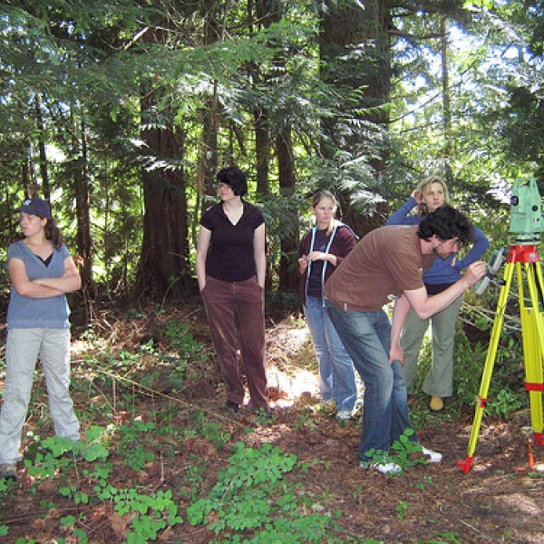 What are you supposed to with this? There is always some piece of equipment to learn to use; this one is important! VIU (Robin and Leah, 2nd & 3rd from left) and UofT students working on Dr Gary Coupland's excavation, the Porpoise Bay site, located on Sec