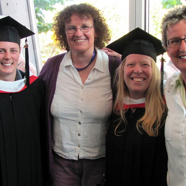 Michelle, Rachel, Liz, & Catherine Colleagues from Psychology & Global Studies with graduands. 