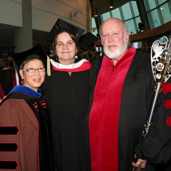 February Convocation 2012 Gary Tunnell was given the honour of being Mace Bearer for the February 9, 2012 convocation ceremonies. To Gary's right is one of our graduands, Christine. Imogene Lim is on the left. Photo by Bruce Patterson