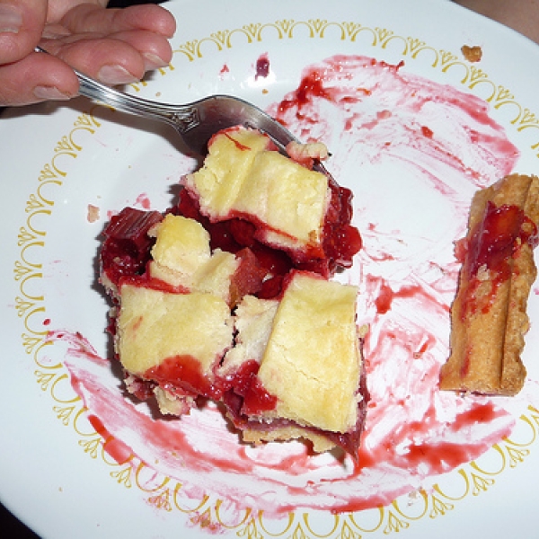 Yum! Pie! Raspberry rhubarb pie.