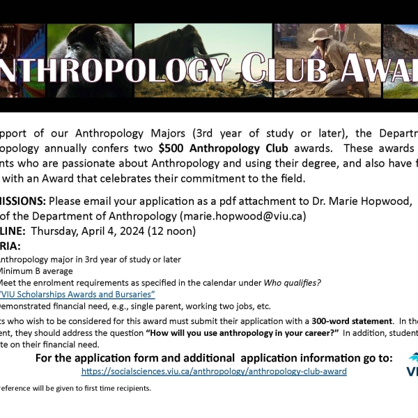 Anthropology Club Award flyer