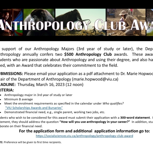 2023 Antropology Club Award Flyer