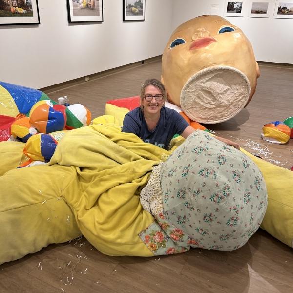 the artist during installation