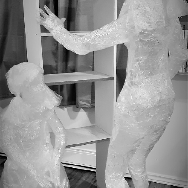 Jackie Doelker, Invisible Poverty, packing tape