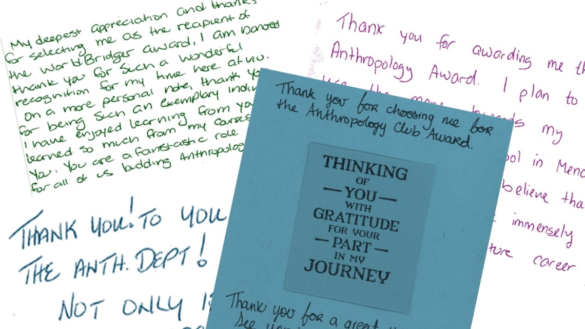 Thank you notes from award recipients