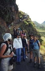 VIU Anthropology Fieldtrip: Peru 2000 - Descent from the archaeological site of Pisac.