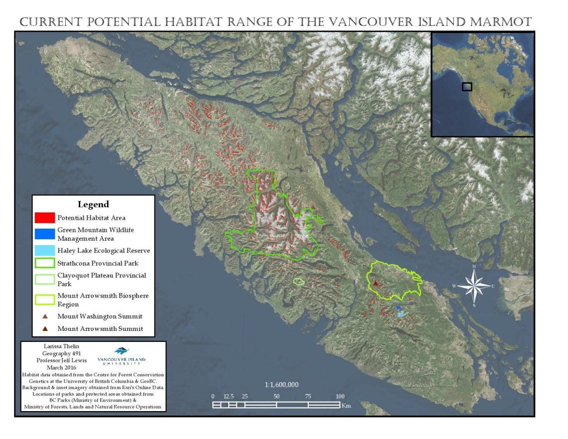 Current Vancouver Island Marmot Habitat Map