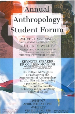 Anthropology Forum, April 18, Promo Flyer