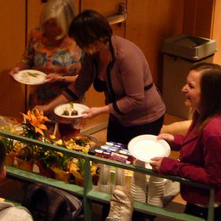Cheryl, Colleen, and Liz getting some food. 