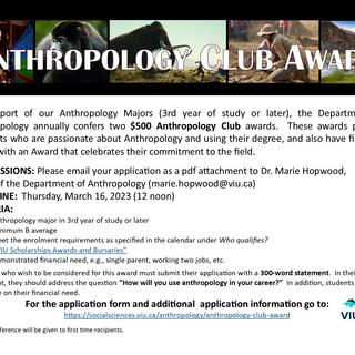 2023 Antropology Club Award Flyer