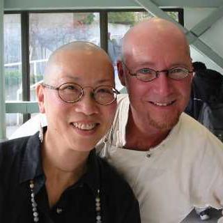 Dr. Lim with her new 'look' and Denis, student club member.