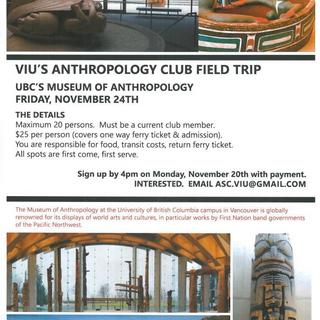 Anthropology Student Club Field Trip to MoA, November 24, Promo Flyer