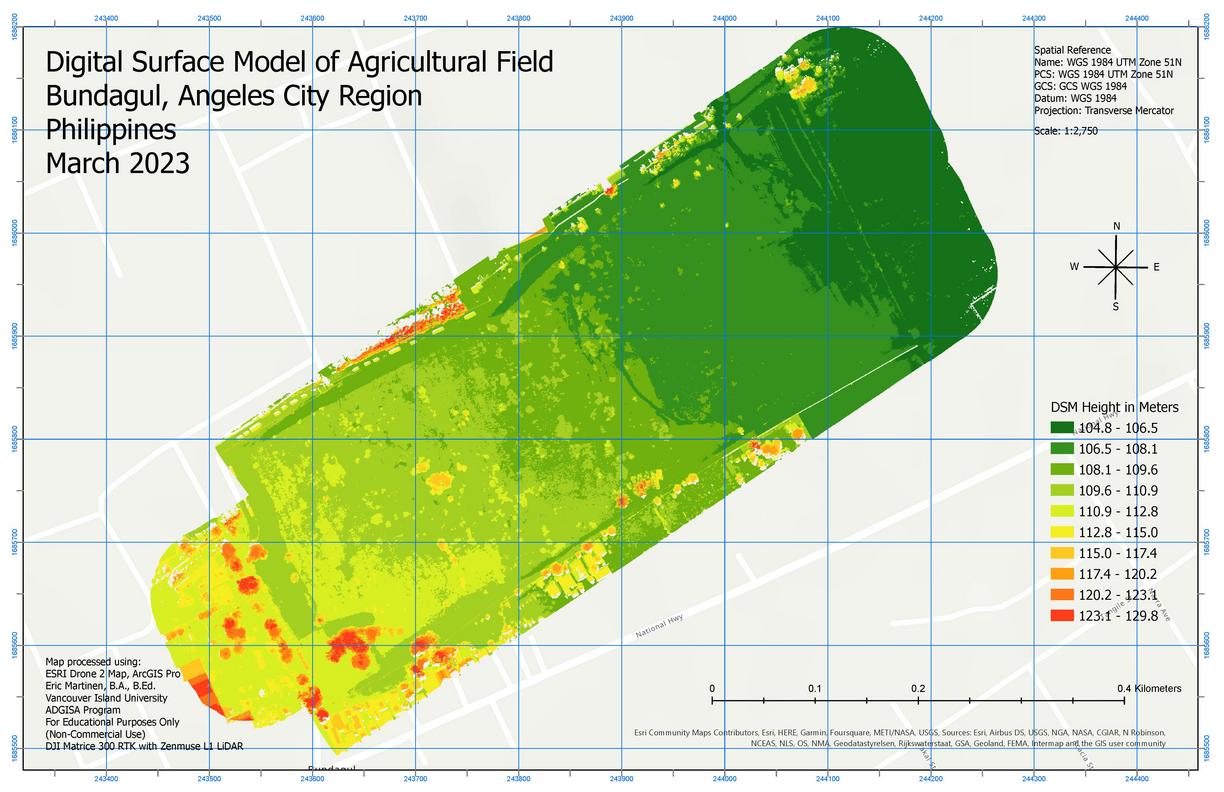 Digital Surface Model of Agricultural Field, bundagul, Angeles City Region, Philippines