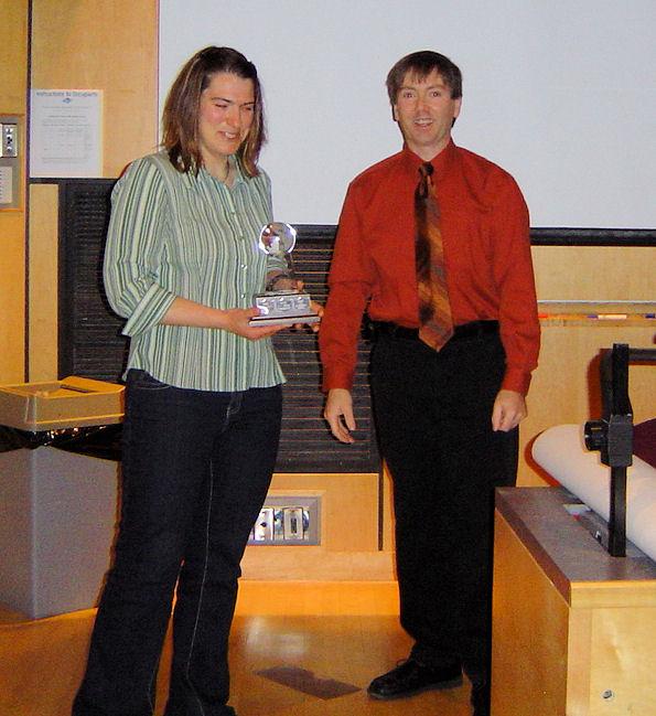 Shari Accepting the Trophy